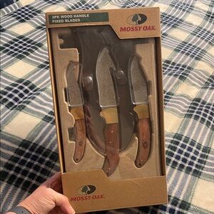 Mossy Oak 3-Piece Knife Set with Wood Handles